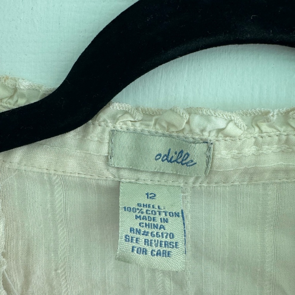 Odille Cream Button-Front Lace Trim Blouse - Picture 3 of 3